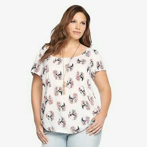 Torrid Floral Skull Cutout Challis Top